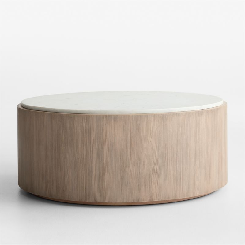 Troupe Marble and Natural Pine Wood 36" Round Coffee Table + Reviews | Crate & Barrel | Crate & Barrel