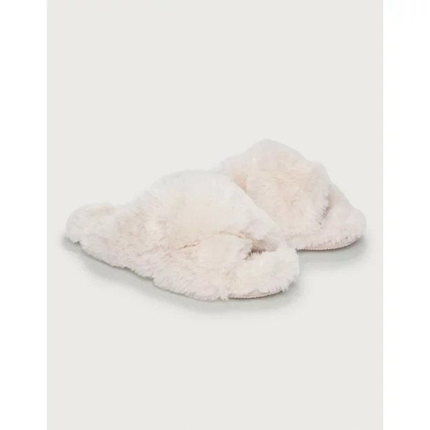 Faux-Fur Cross Slider Slippers | The White Company UK & ROW