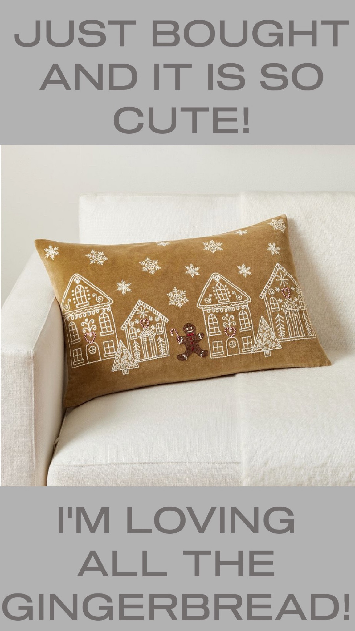 This pillow is even better in person. Super soft, neutral with a hint of color, and cozy! 
I’m on a gingerbread man/ house kick this year! 

#LTKfindsunder100 #LTKHoliday #LTKSeasonal