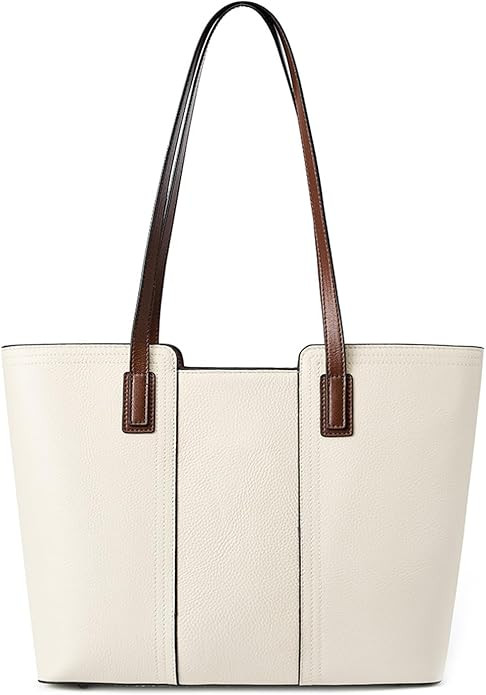 Genuine Leather Tote Bag, Shoulder Bags for Women, Top Handle Handbags, Large Purse for Work Trav... | Amazon (US)