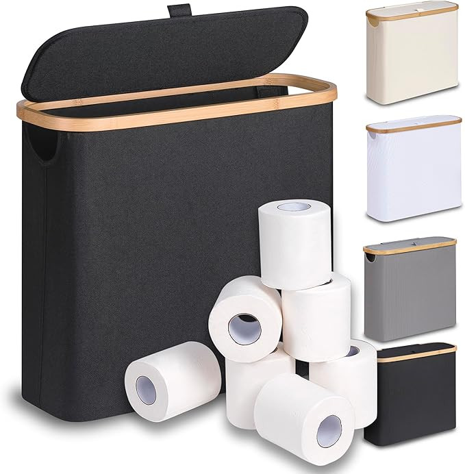 efluky Toilet Paper Basket 28L, Toilet Paper Holder with Lid for Bathroom, Free Standing Storage ... | Amazon (US)
