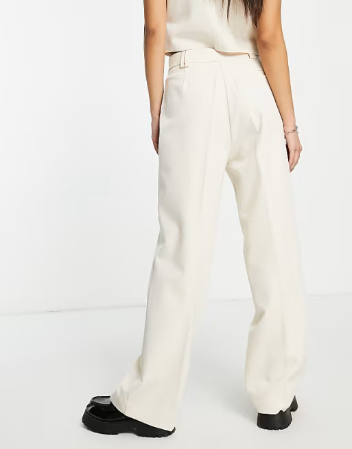 Miss Selfridge straight leg trouser in ecru | ASOS (Global)