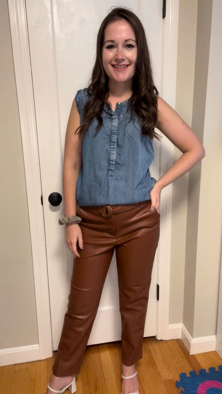 Chambray and brown leather. What a fall combo! 

Pants- wearing my true LOFT size (which is one size down)- 2.
Top- linking similar tops from
The same retailer/LOFT. Tts-  s

#LTKworkwear #LTKunder100 #LTKunder50