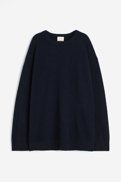 Oversized cashmere jumper - Navy blue - Ladies | H&M GB | H&M (UK, MY, IN, SG, PH, TW, HK)