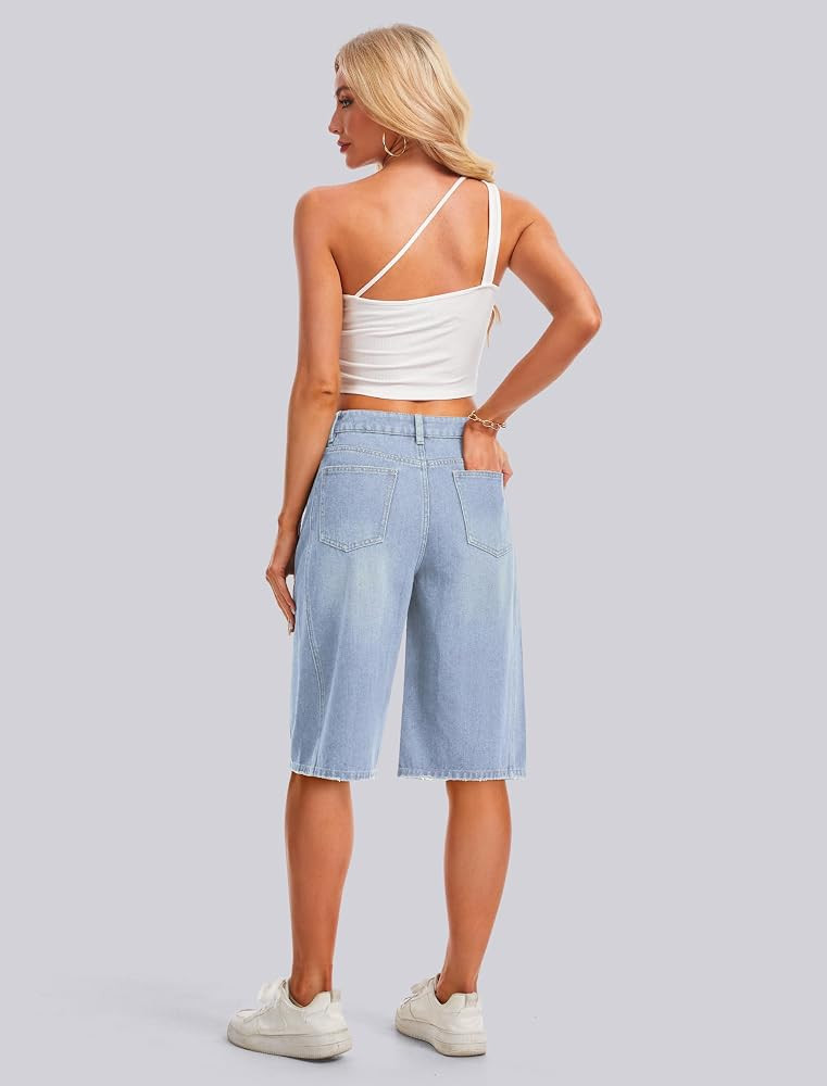 Jorts Bermuda Shorts for Women Denim Jean Shorts Casual     High Waisted Long Shorts ,Wide Leg Vi... | Amazon (US)
