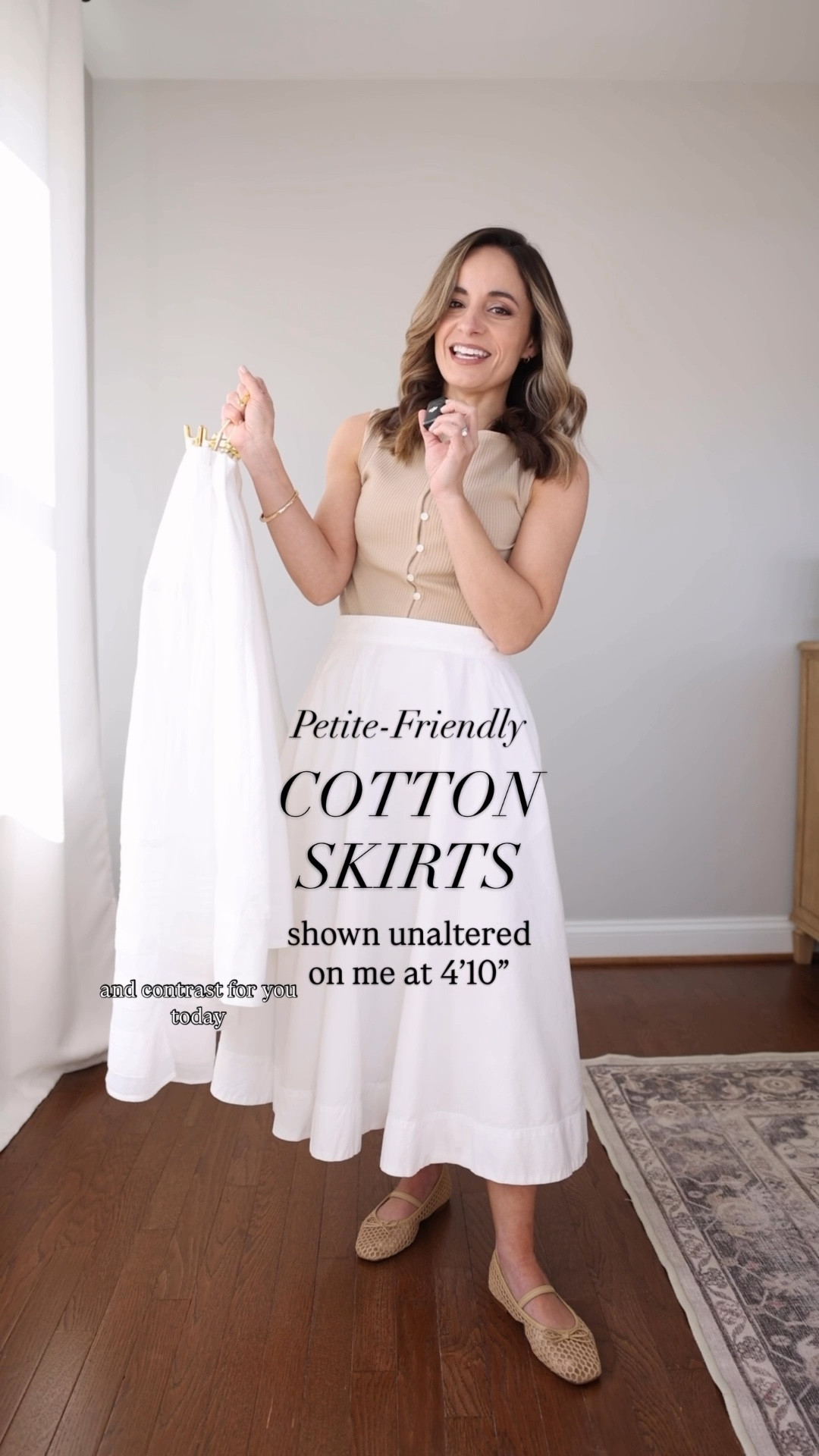 I tried three petite-friendly white cotton midi and maxi skirts to compare the fit for you. 

J.Crew Skirt: Petite XXS - true to size, pull on style. Unlined.

Ann Taylor Skirt: Petite 00 - runs large, I recommend a size down. Zipper closure, fully lined. 

Abercrombie Skirt: Petite XXS - true to size, pull on style. Fully lined. 

Top (Ann Taylor): Petite XXS
Shoes (J.Crew Factory): True to size 

My Sizing: I’m 4’10”, and my bust, waist, and hip measurements are 32″, 24″, and 36″. My ankle inseam is 25". 

 

#LTKPetite