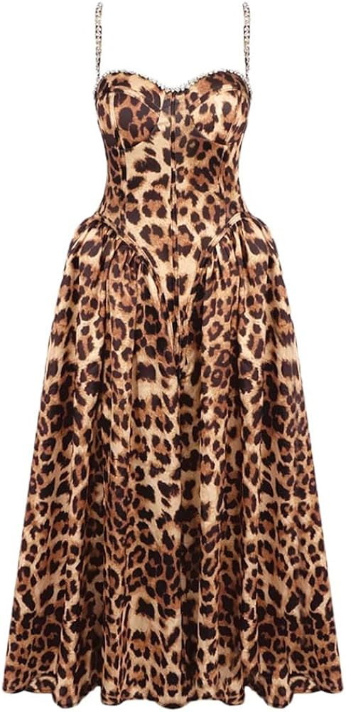 High Waist Sleeveless Leopard Print Long Dress | Amazon (US)
