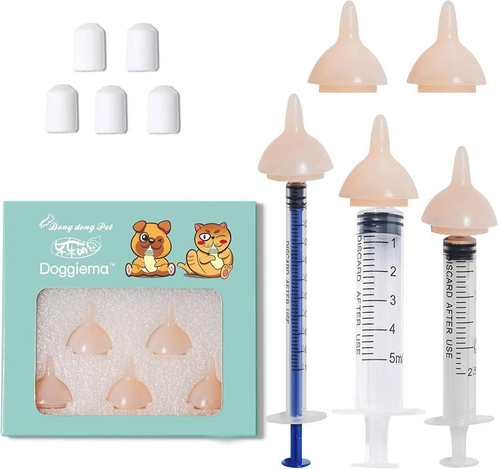 Doggiema Feeding Nipple and Syringes for Puppy Kitten, Nipples Feeder Kit | Amazon (US)