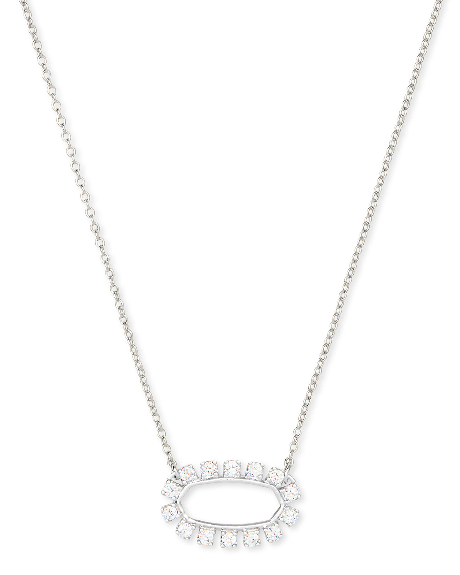Elisa Open Frame Crystal Pendant Necklace in Silver | Kendra Scott