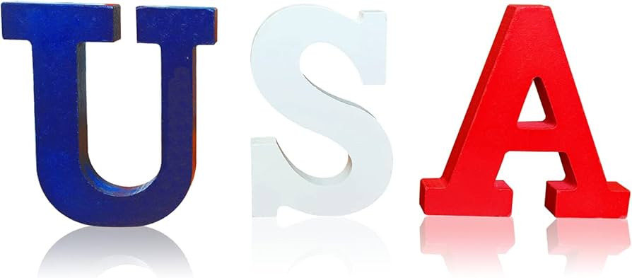 4th of July Wood Sign Decorations Red White and Blue USA Letter Centerpiece Memorial Day Patrioti... | Amazon (US)