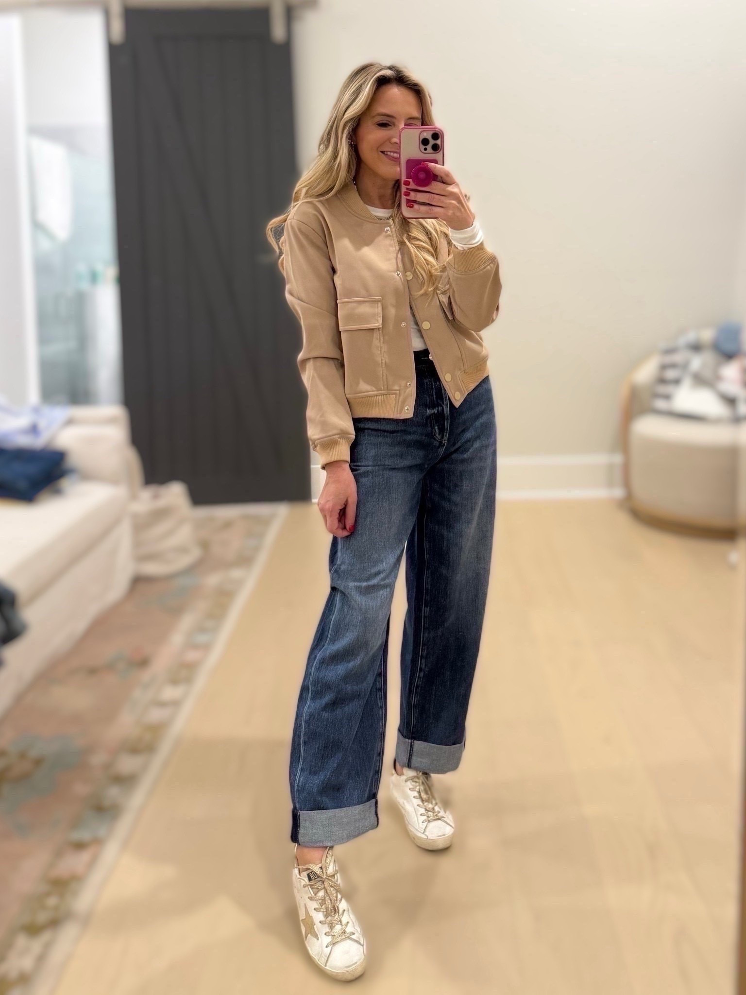 Cutest jacket and jeans combo. Wearing xs jacket and tee and size 25 jeans  



#LTKSeasonal #LTKdayinmylife #LTKootd