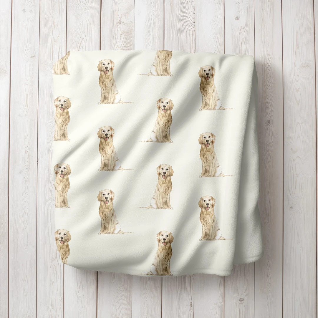 Watercolor Golden Retriever Minky Fleece Blanket, Golden Retriever, Golden Retriever Baby Blanket... | Etsy (US)