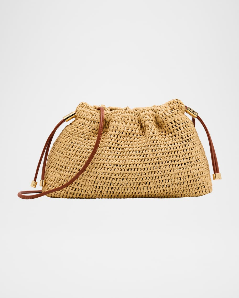 Lali Ruched Raffia Clutch Bag | Neiman Marcus