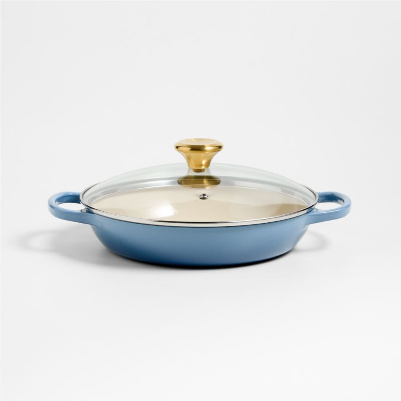 Le Creuset 2.25-Qt. Chambray Enameled Cast Iron Braiser with Glass Lid + Reviews | Crate & Barrel | Crate & Barrel