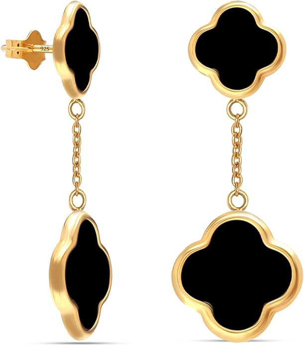 LeCalla 925 Sterling Silver Drop Earrings | Mother of Pearl Clover Earring | Mother of Pearl Stud... | Amazon (US)