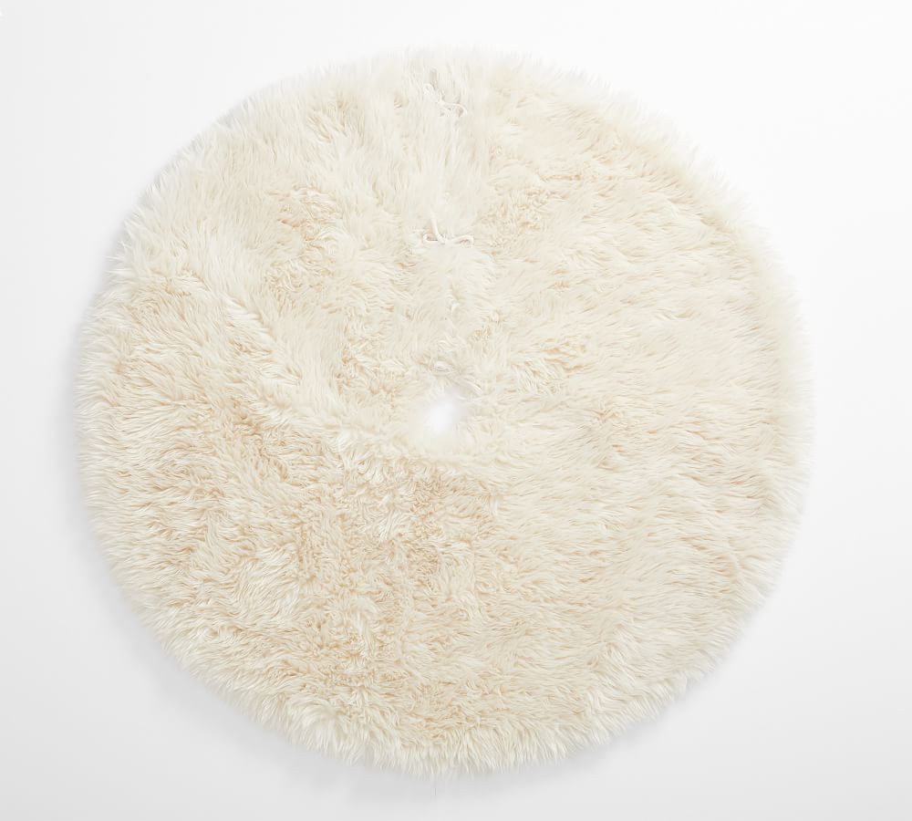 Luxe Faux Fur tree skirt, Regular, 60", Ivory | Pottery Barn (US)