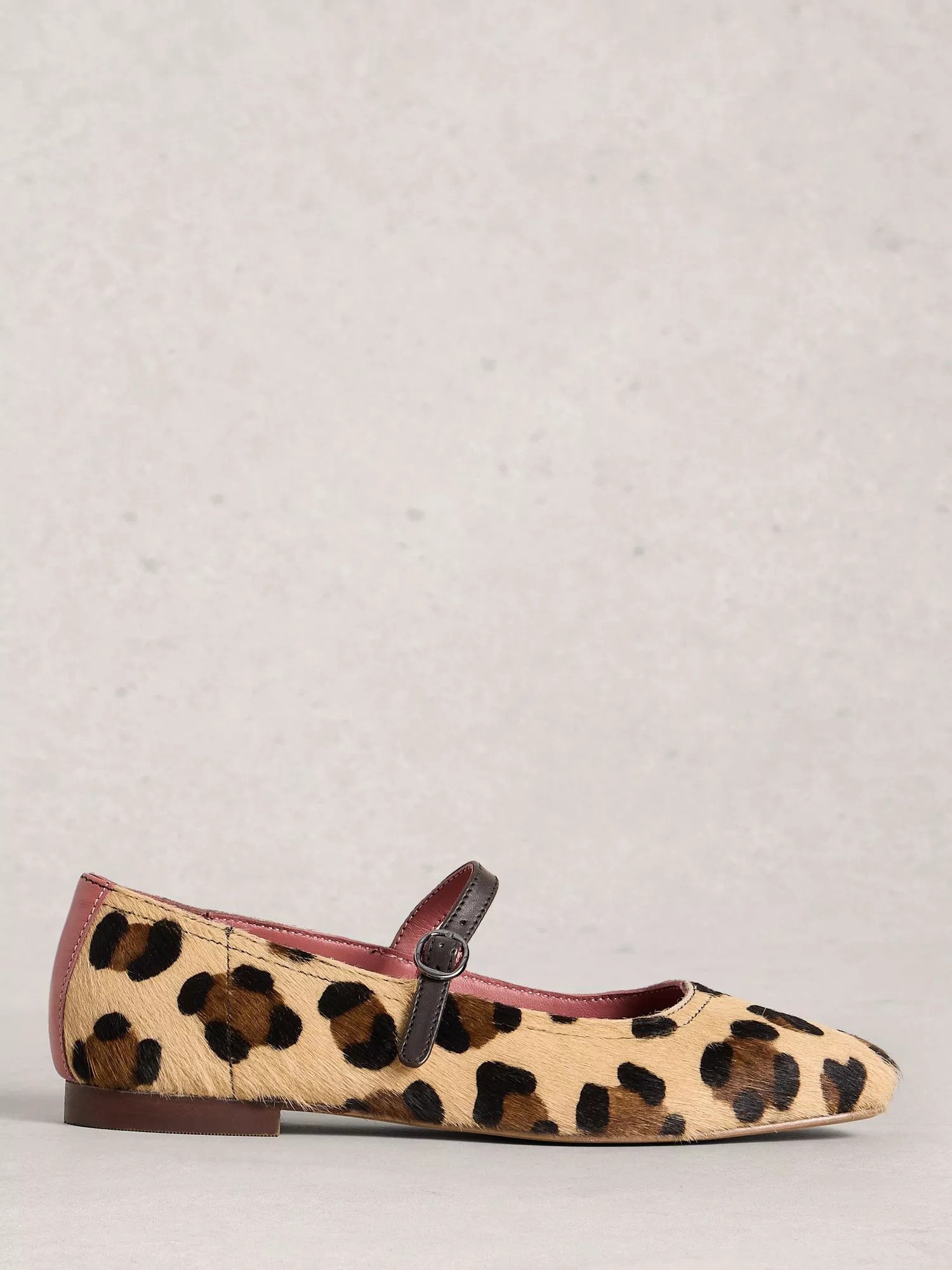 White Stuff Suzi Leather Leopard Print Ballerina Pumps, Multi | John Lewis (UK)