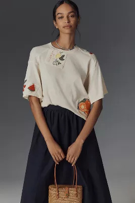 Maeve Short-Sleeve Fruit-Embroidered Top | Anthropologie (US)