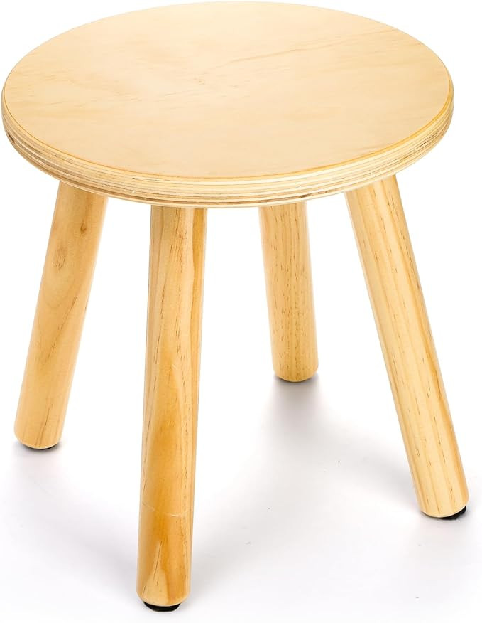 Goaste 10 Inch Wooden Step Stool, Solid Round Sitting Stools for Adults, Multi-Purpose Short Chai... | Amazon (US)