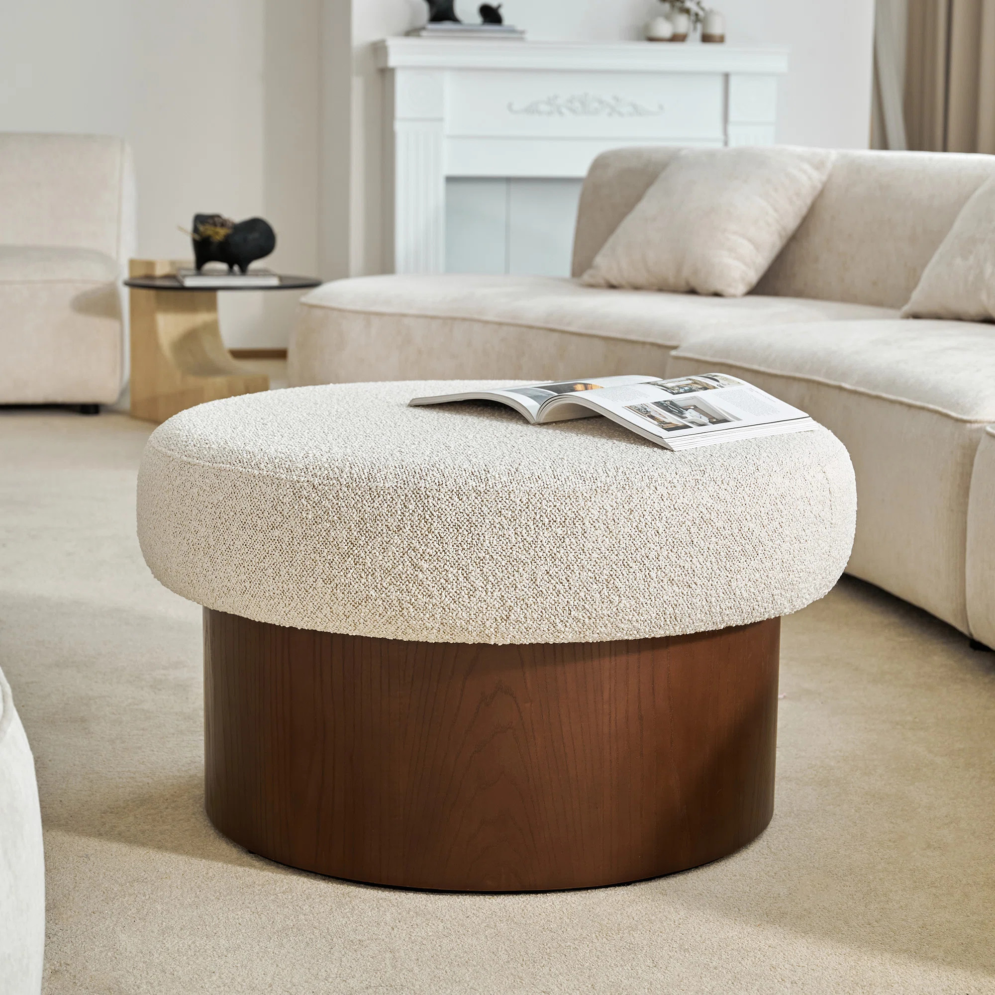 32.3" Round Storage Upholstered Cocktail Ottoman | Wayfair North America