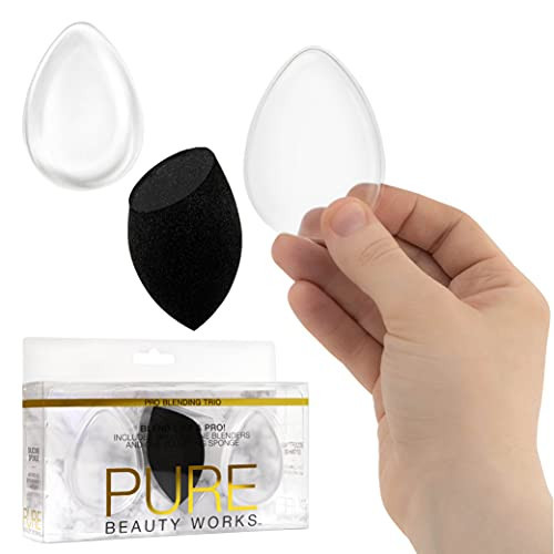 Pure Beauty Works Pro Blending Trio 2 Silicone Blending Sponges 1 Makeup Sponge Premium Quality Foundation Blender Cosmetic Beauty Tool Applicator 3Pc | Amazon (US)