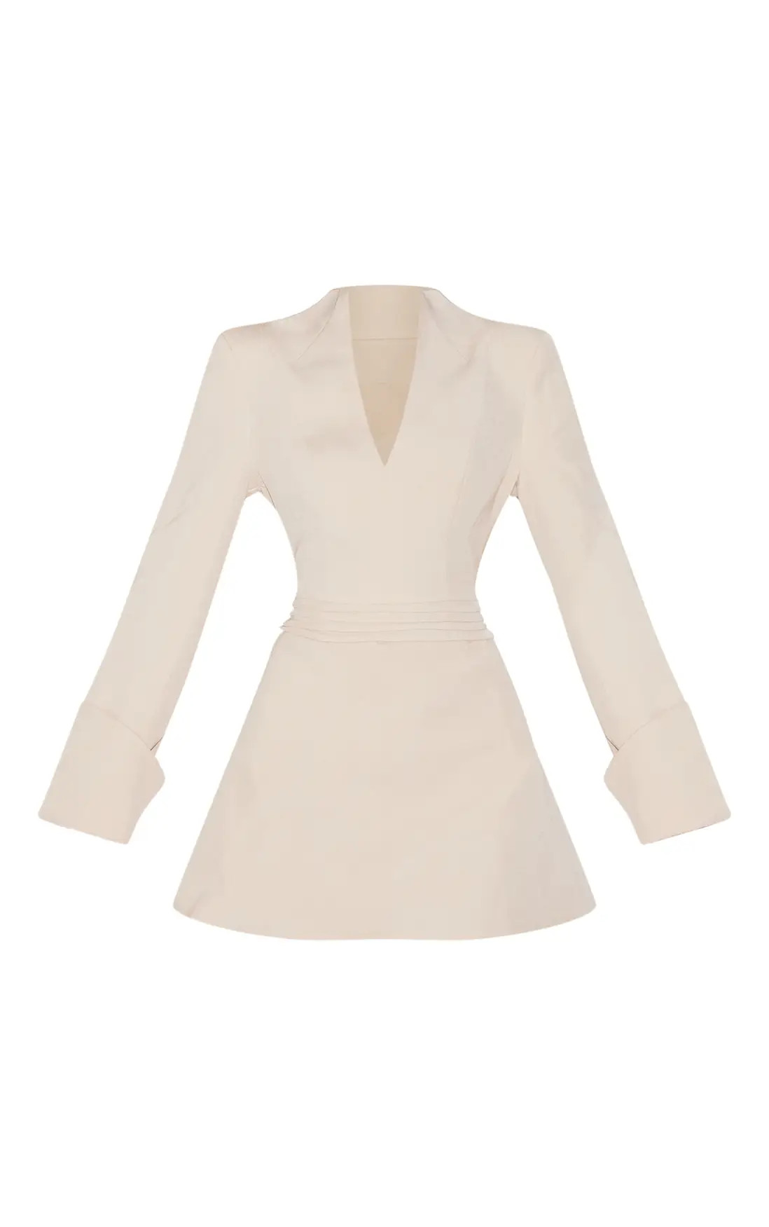 Almond Woven V Neck Blazer Dress | PrettyLittleThing US