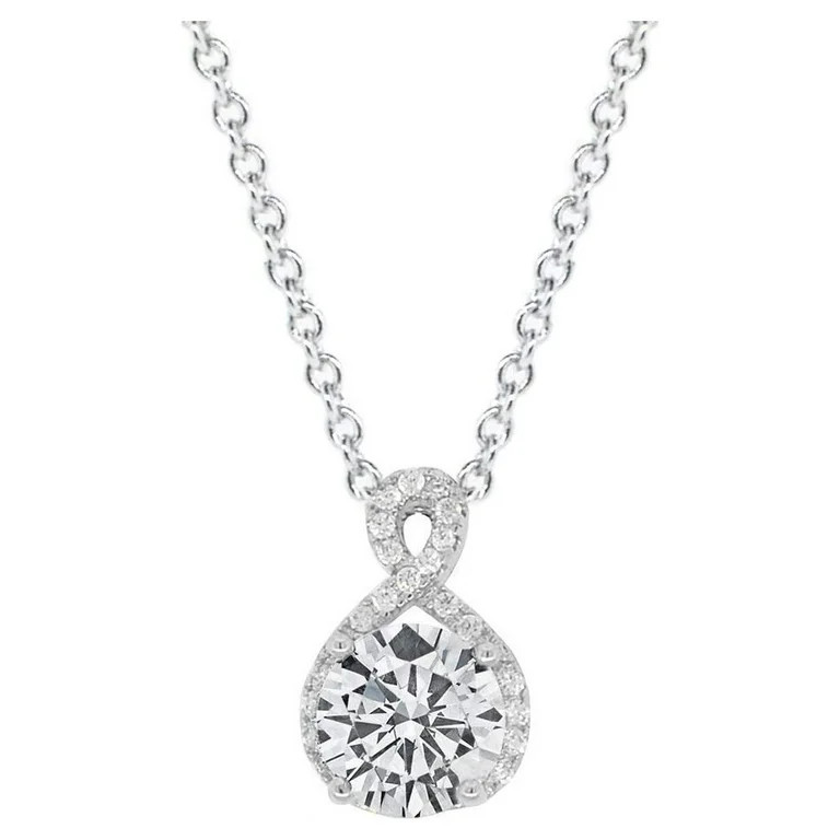 Cate & Chloe Alessandra 18k White Gold Plated Silver Halo Infinity Necklace | Crystal Necklace fo... | Walmart (US)