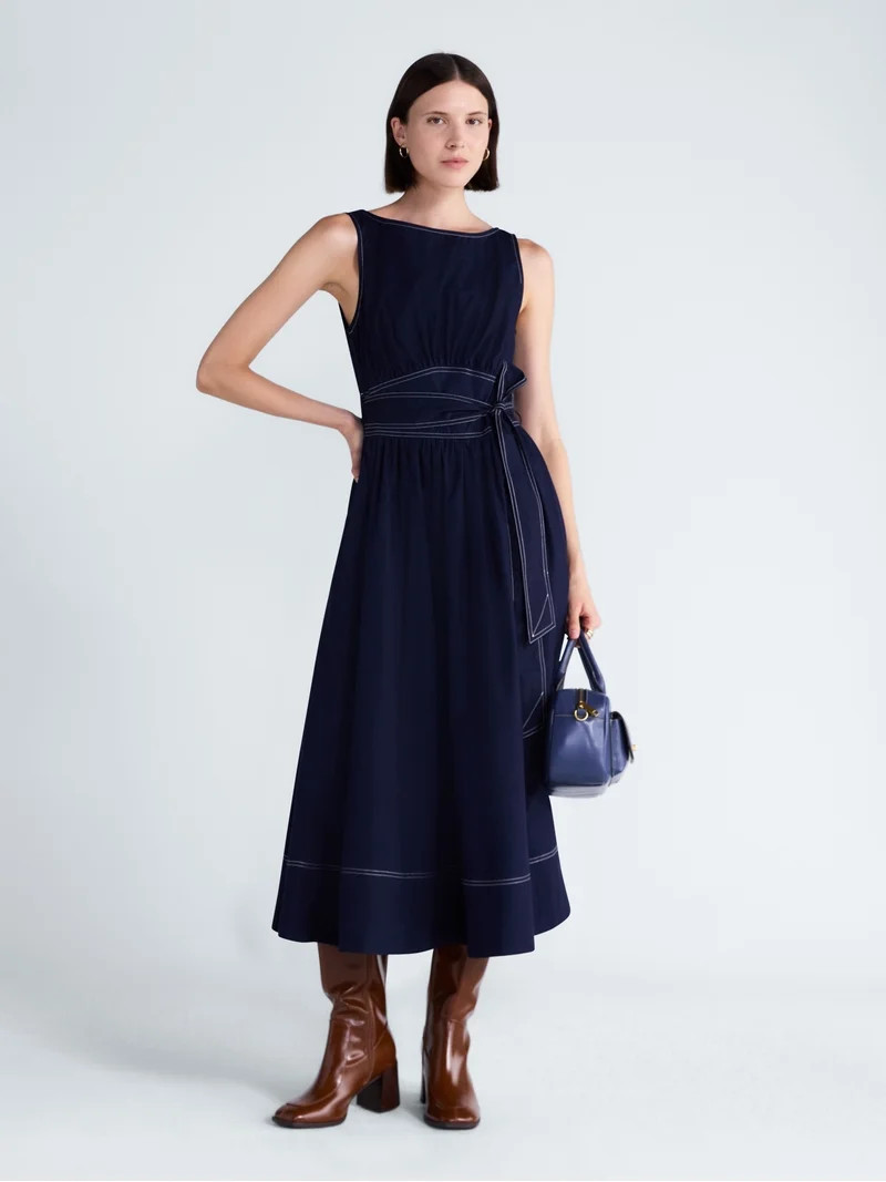 Free Assembly Women's Sleeveless Cotton Boatneck Maxi Dress, Sizes XS-XXL | Walmart (US)