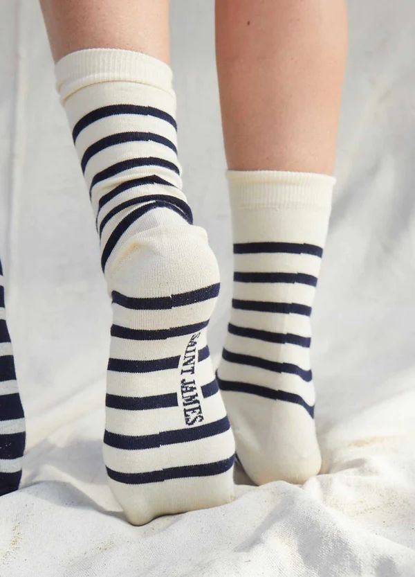 PIEDS RAYES - Striped Socks (ECRU / NAVY) | Saint James