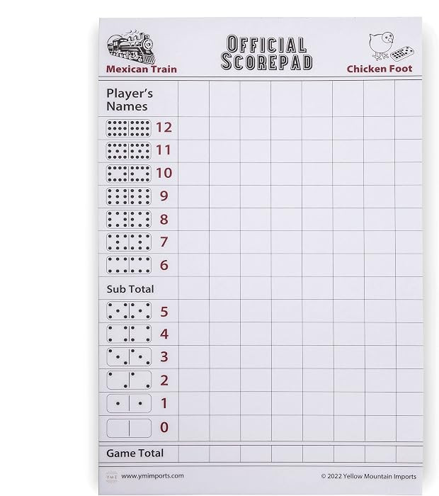 Yellow Mountain Imports YMI Dominoes Scorepad, 60 Sheets, 8.2 x 5.5 in | Amazon (US)