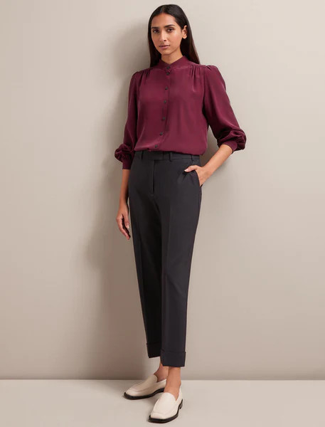 Brenna Silk Shirt - Burgundy | Cefinn