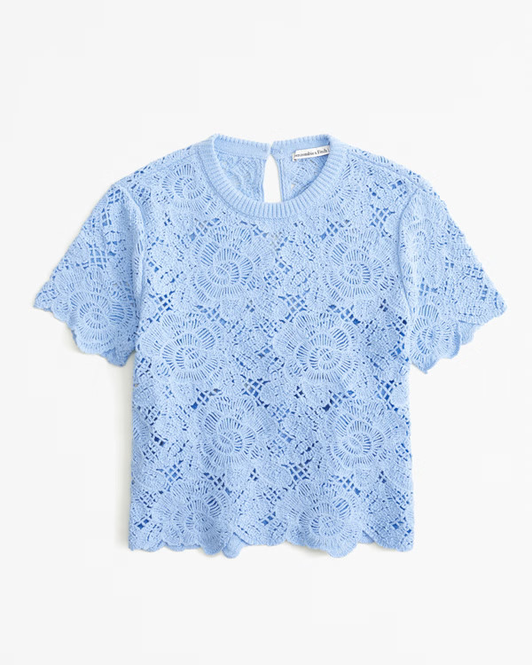 Crochet Floral Tee | Abercrombie & Fitch (US)
