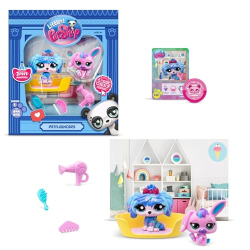 Littlest Pet Shop Petfluencer Super Salon | Petfluencer Set Contains 2 LPS Mini Pet Toys 4 Accessories 1 Backdrop 1 Collector Card and 1 Virtual Code | Collectable Toys for Girls and Boys | Amazon (US)