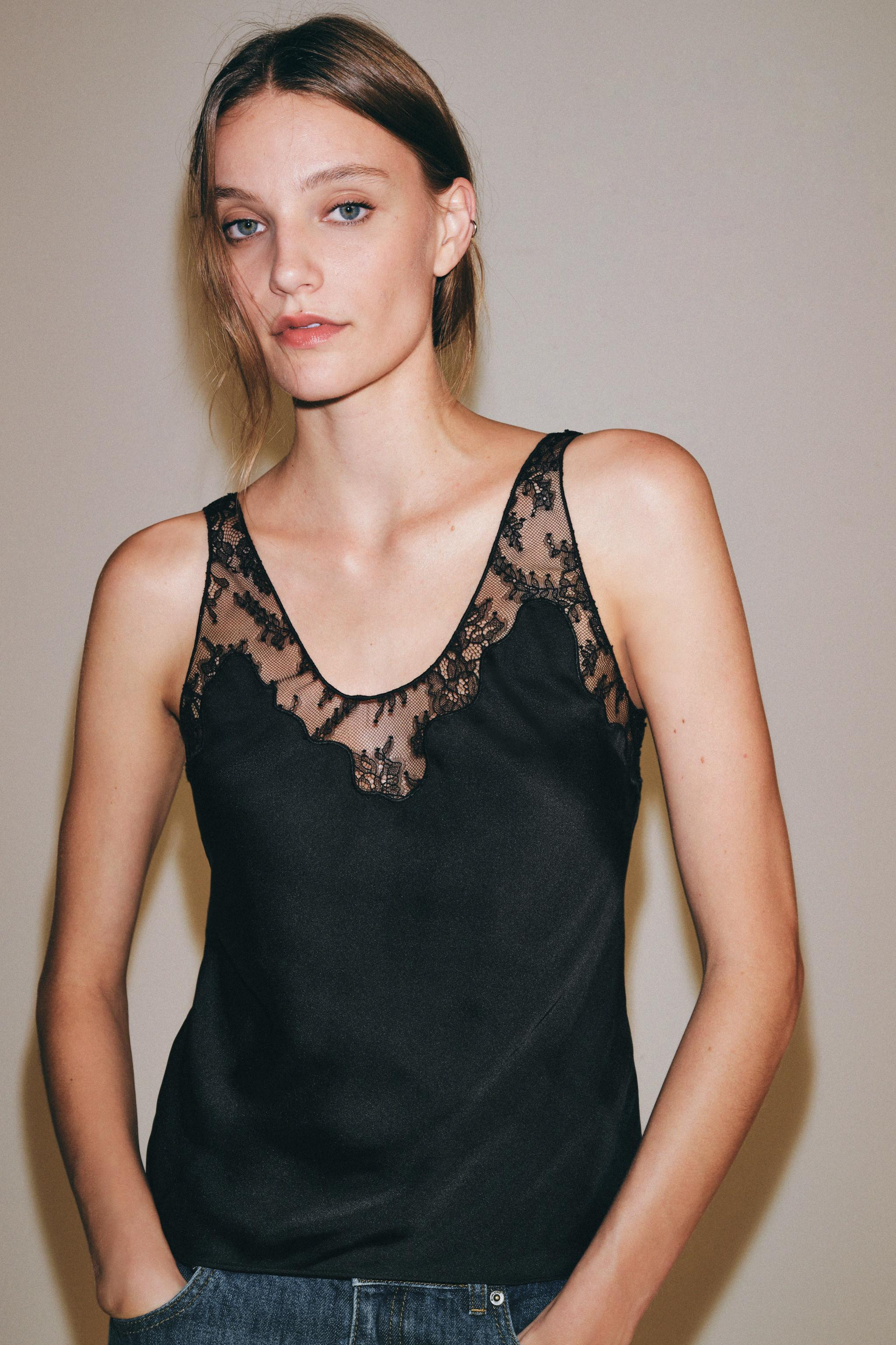 ZW COLLECTION LACE CAMISOLE TOP | Zara US