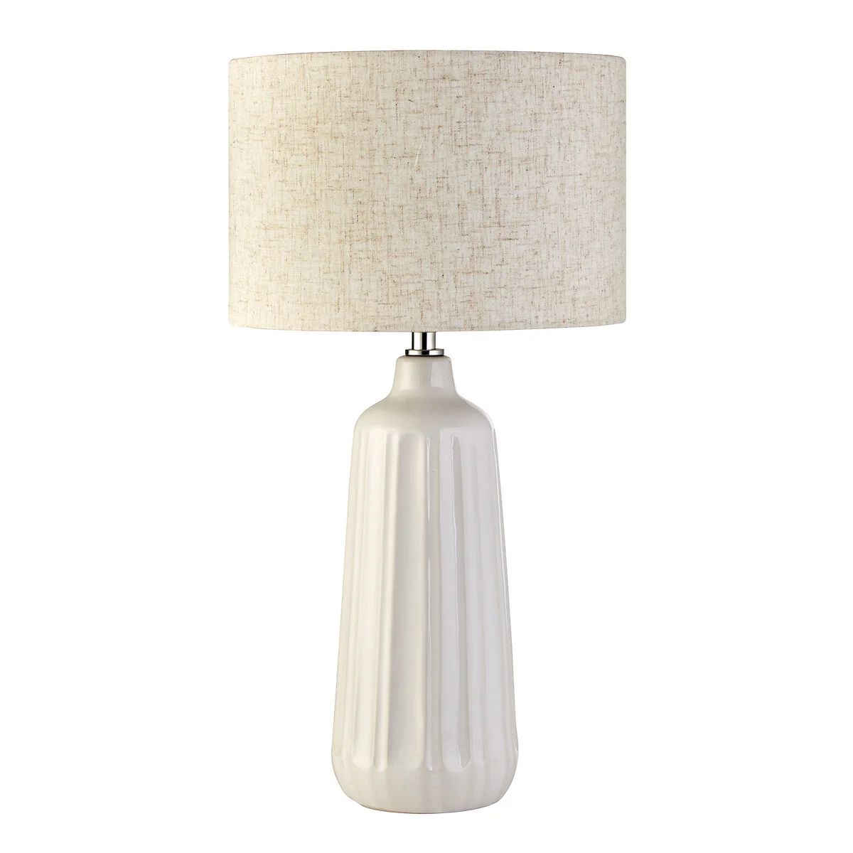 White Textured Ceramic Table Lamp with Cream Shade | La Redoute (UK)