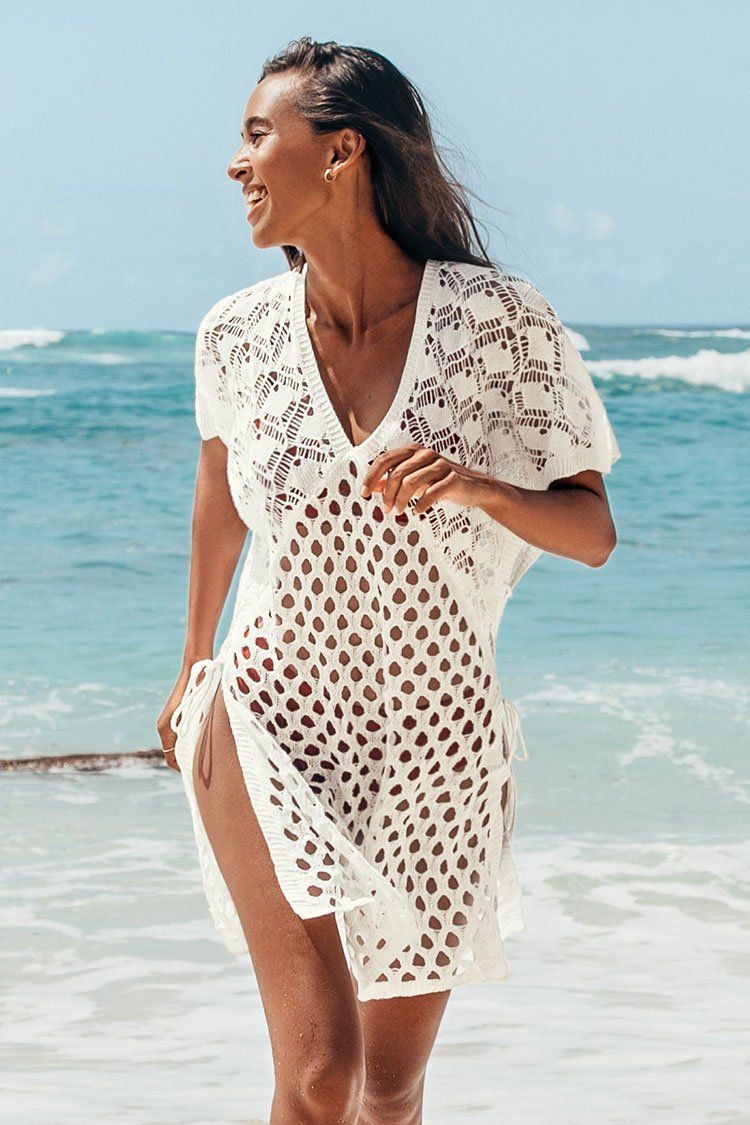 Honeycomb Lace Up Tunic Cover Up | Cupshe