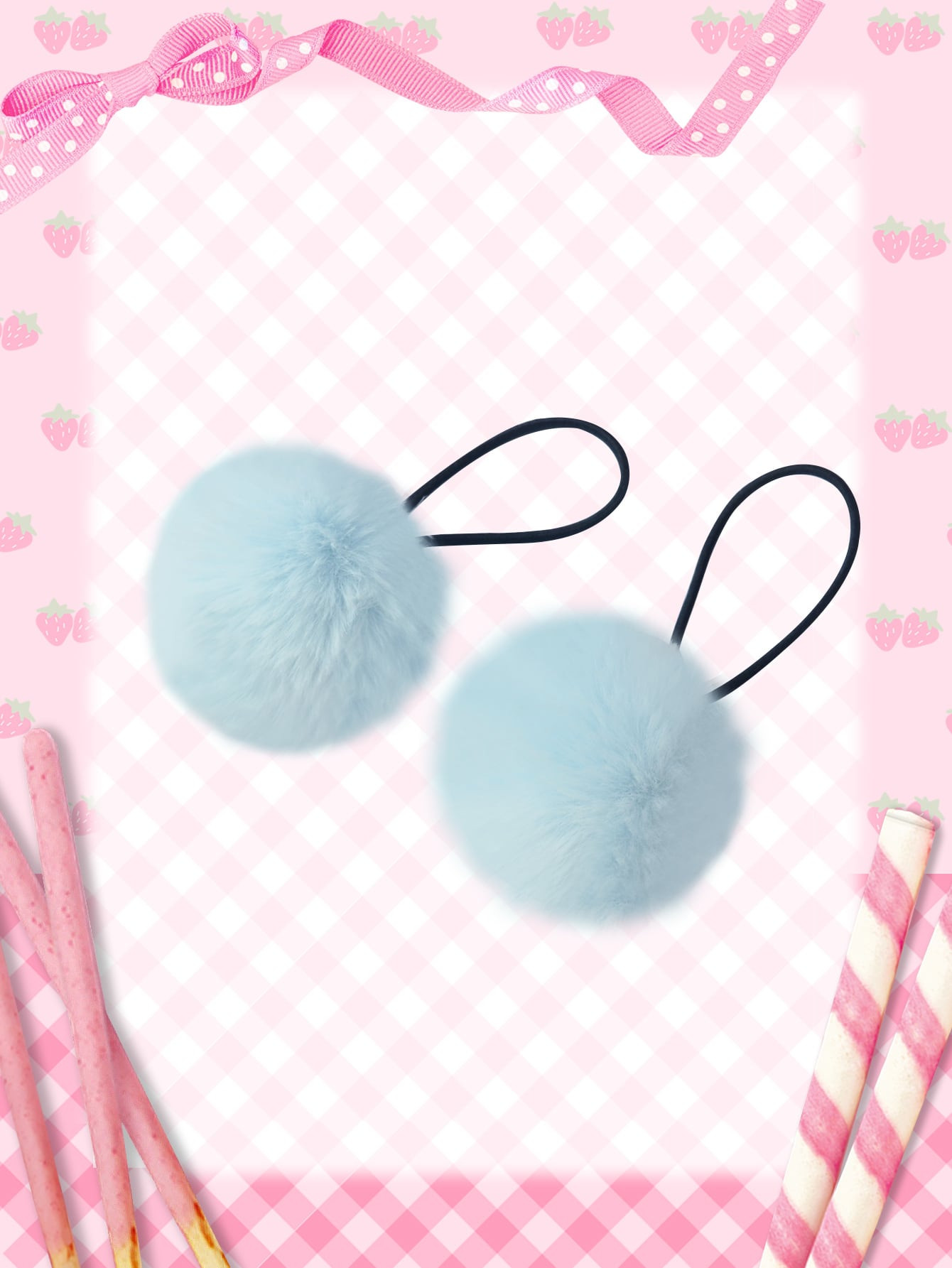 Kawaii 2pcs Pom Pom Decor Hair Tie | SHEIN