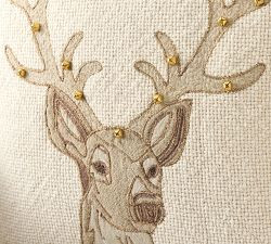 Jingle Stag Embroidered Pillow | Pottery Barn (US)