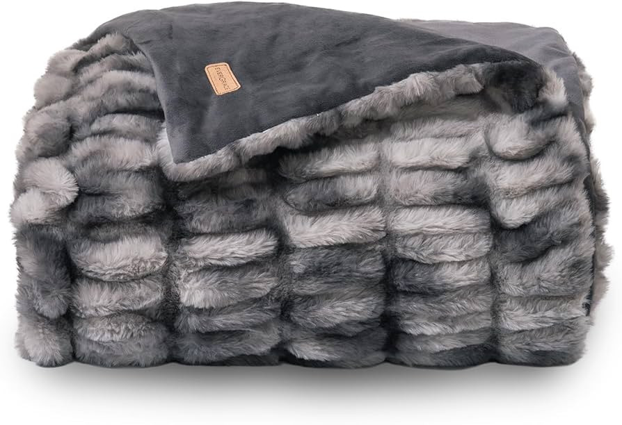 EVERGRACE Soft Faux Fur Throw Blanket Luxurious Ruched Blanket for Couch Bed Living Room Sofa Fuz... | Amazon (US)