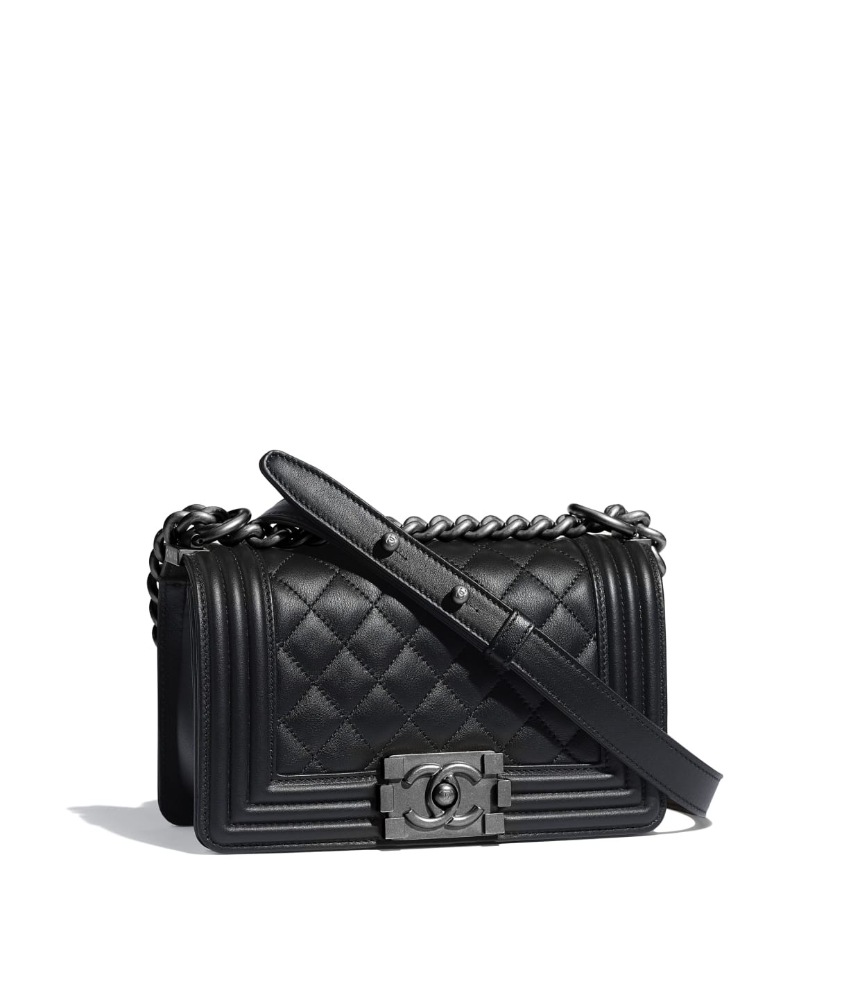 Calfskin & Ruthenium-Finish Metal Black Small BOY CHANEL Handbag | Chanel, Inc. (US)