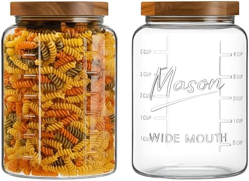 1 Gallon Glass Mason Jar with Airtight Wooden Lid, Wide Mouth Large Food Storage Container with M... | Amazon (US)