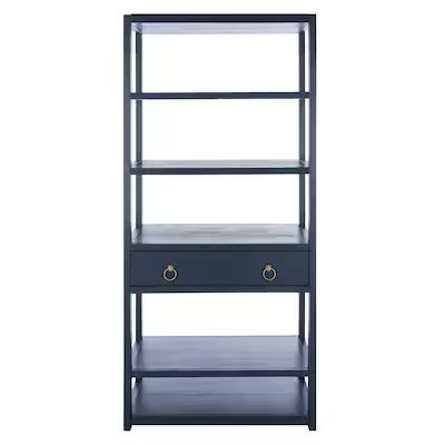 Safavieh Johni Navy Wood 5-Shelf Bookcase (32-in W x 70-in H x 18-in D) | Lowe's