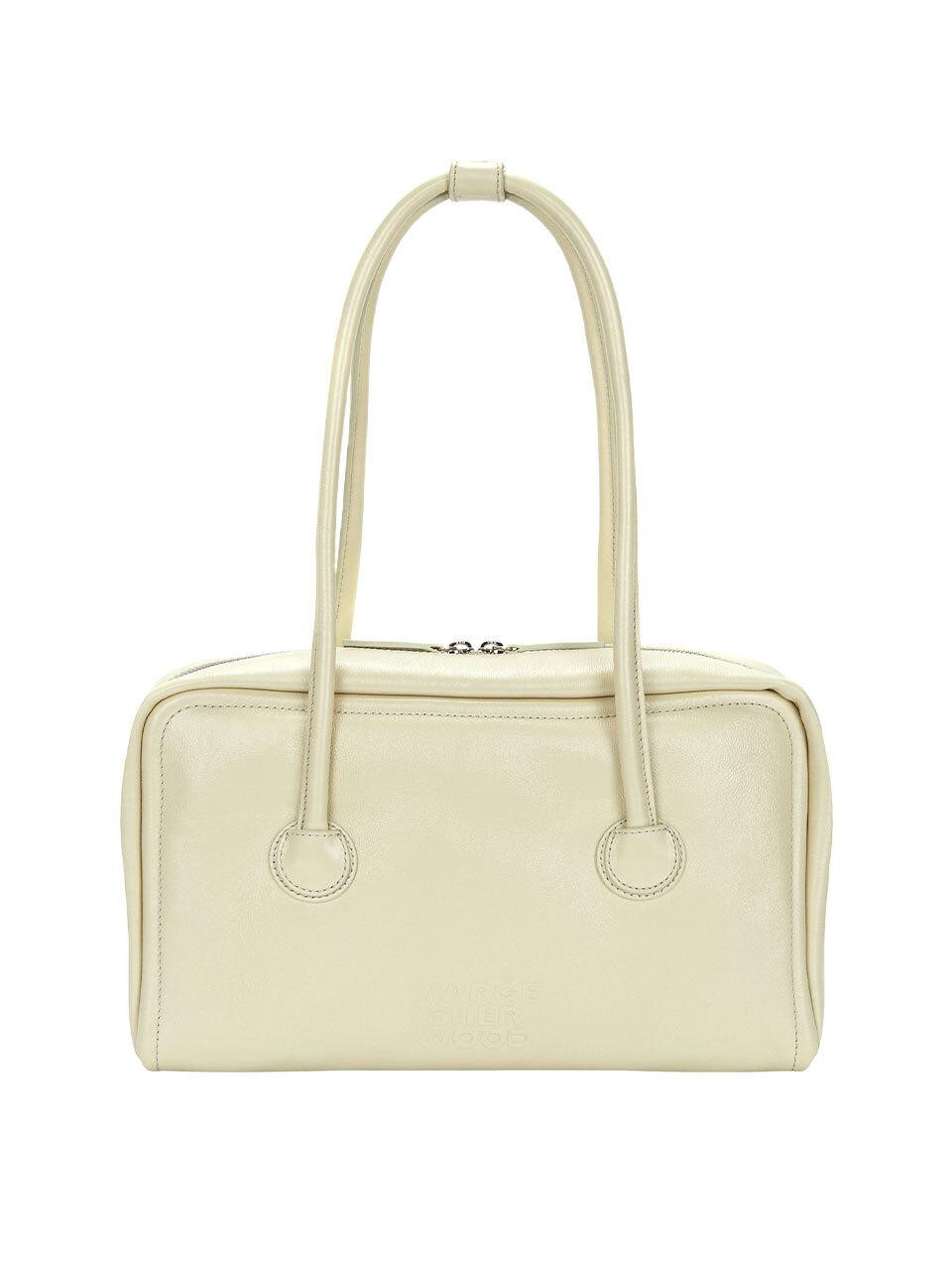 Soft Structured Leather Boston Bag [Beige Wood] | W Concept (US)