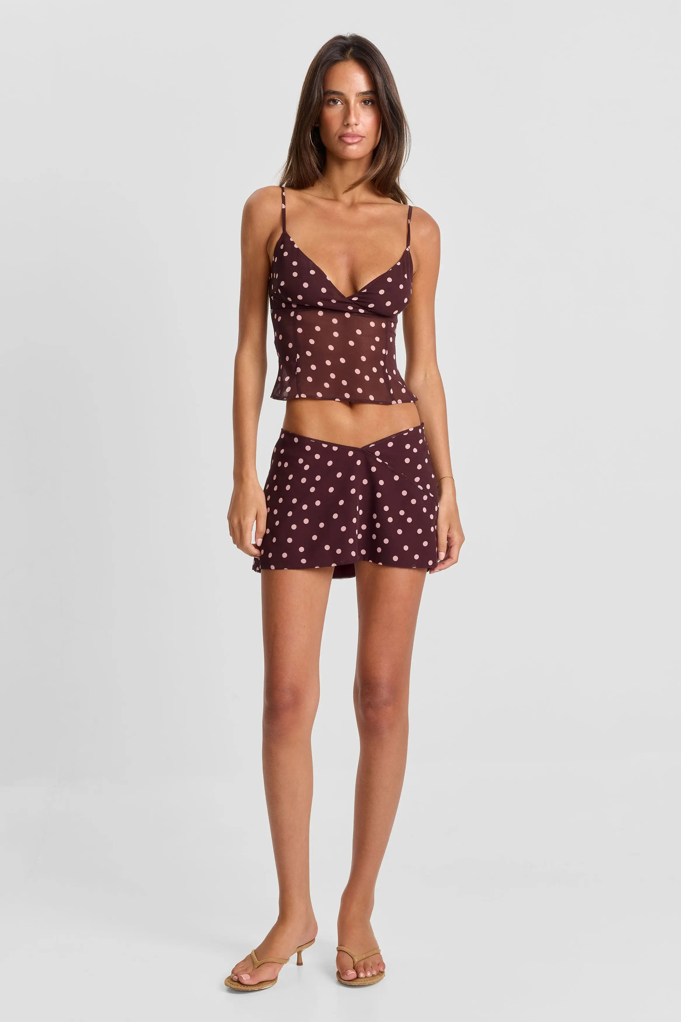 Sasha Therese Tilly Mini Skirt in Pink Polkadot at Nordstrom, Size Large | Nordstrom