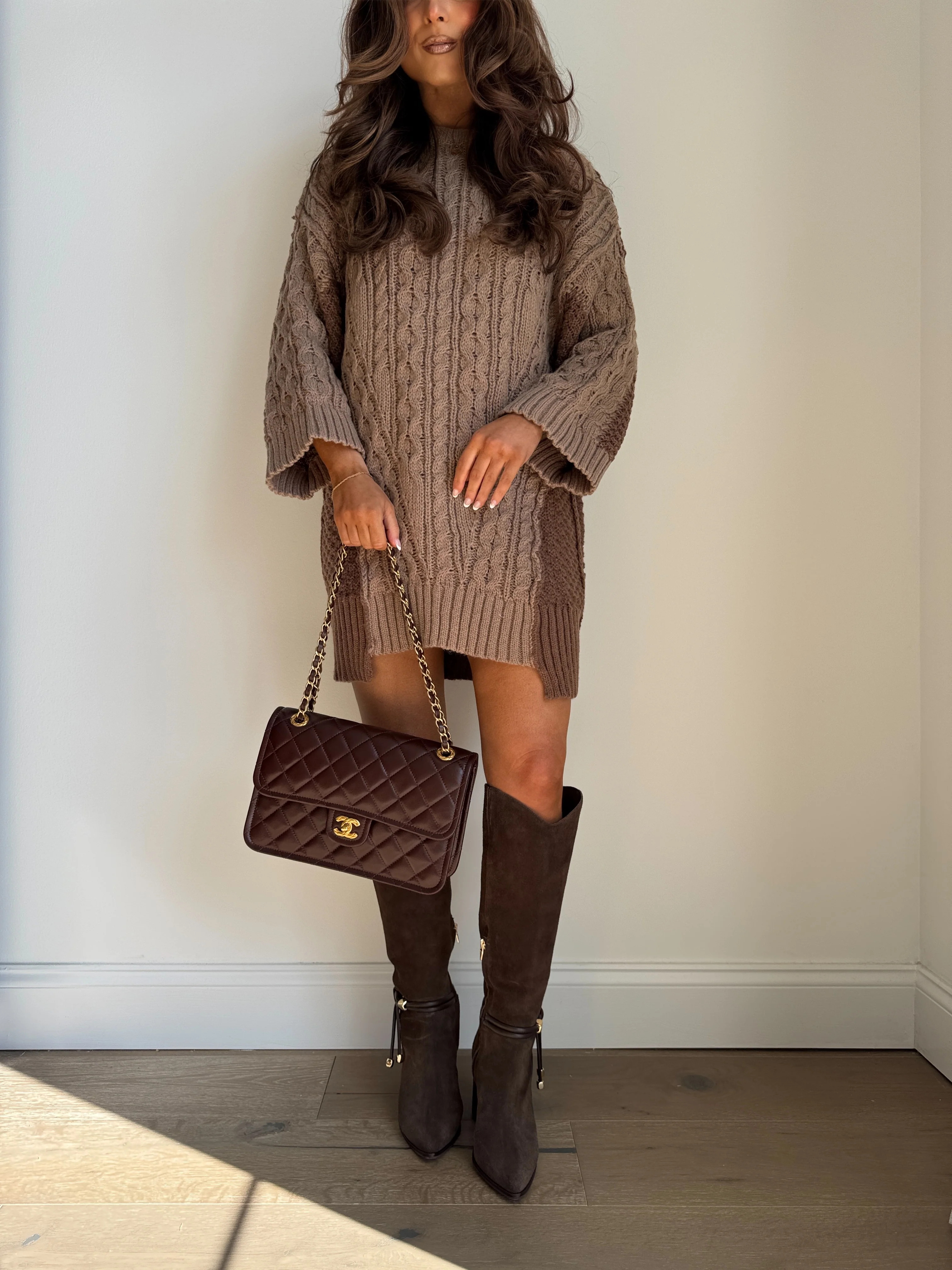 Mocha Chunky Colorblock Sweater Dress (can’t restock) | Shop Your Darling Style