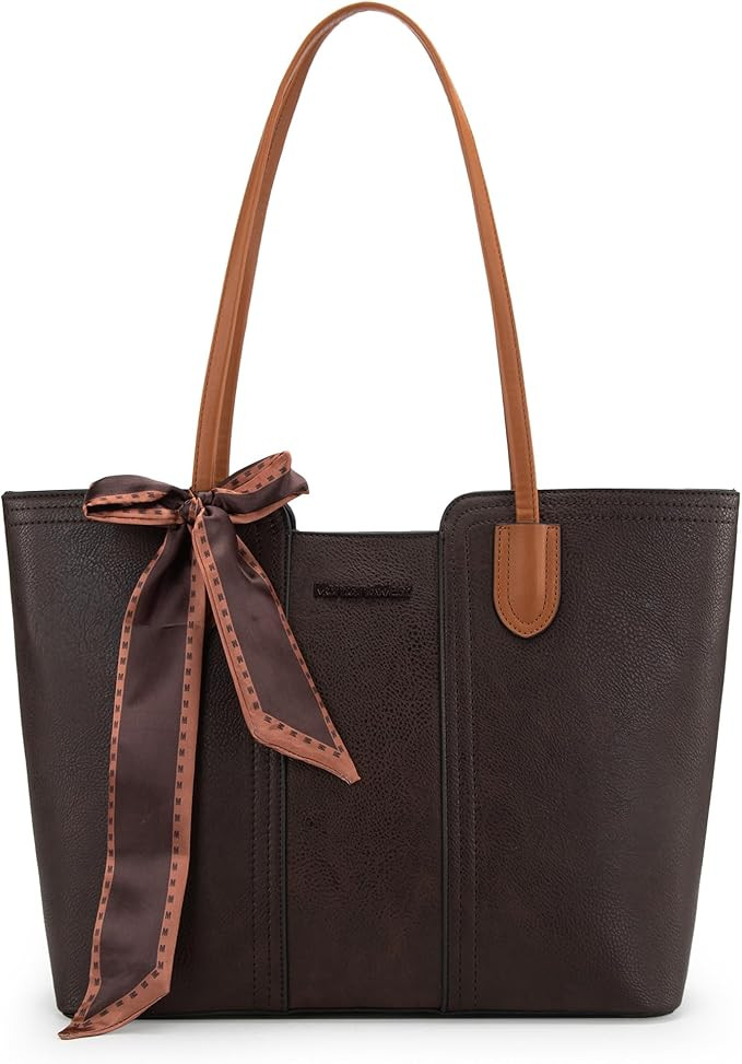 Montana West Tote Bags for Women Medium Top Handle Handbags with Scarf | Amazon (US)