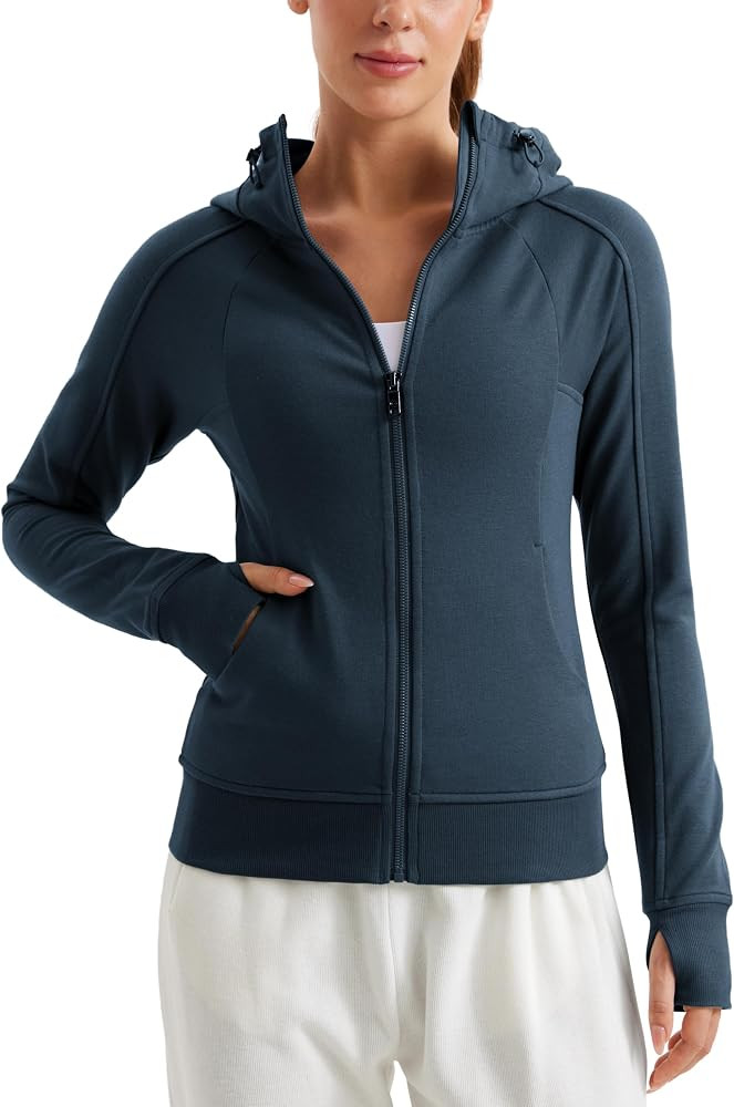 CRZ YOGA Womens Fleece Full Zip Hoodie Jackets Workout Hooded Zipper Basic Casual Sweatshirts wit... | Amazon (US)