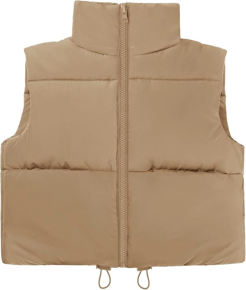 AKEWEI Women's Winter Crop Vest Warm Sleeveless Coat Jacket Lightweight Puffer Gilet Outerwear with  | Amazon (US)