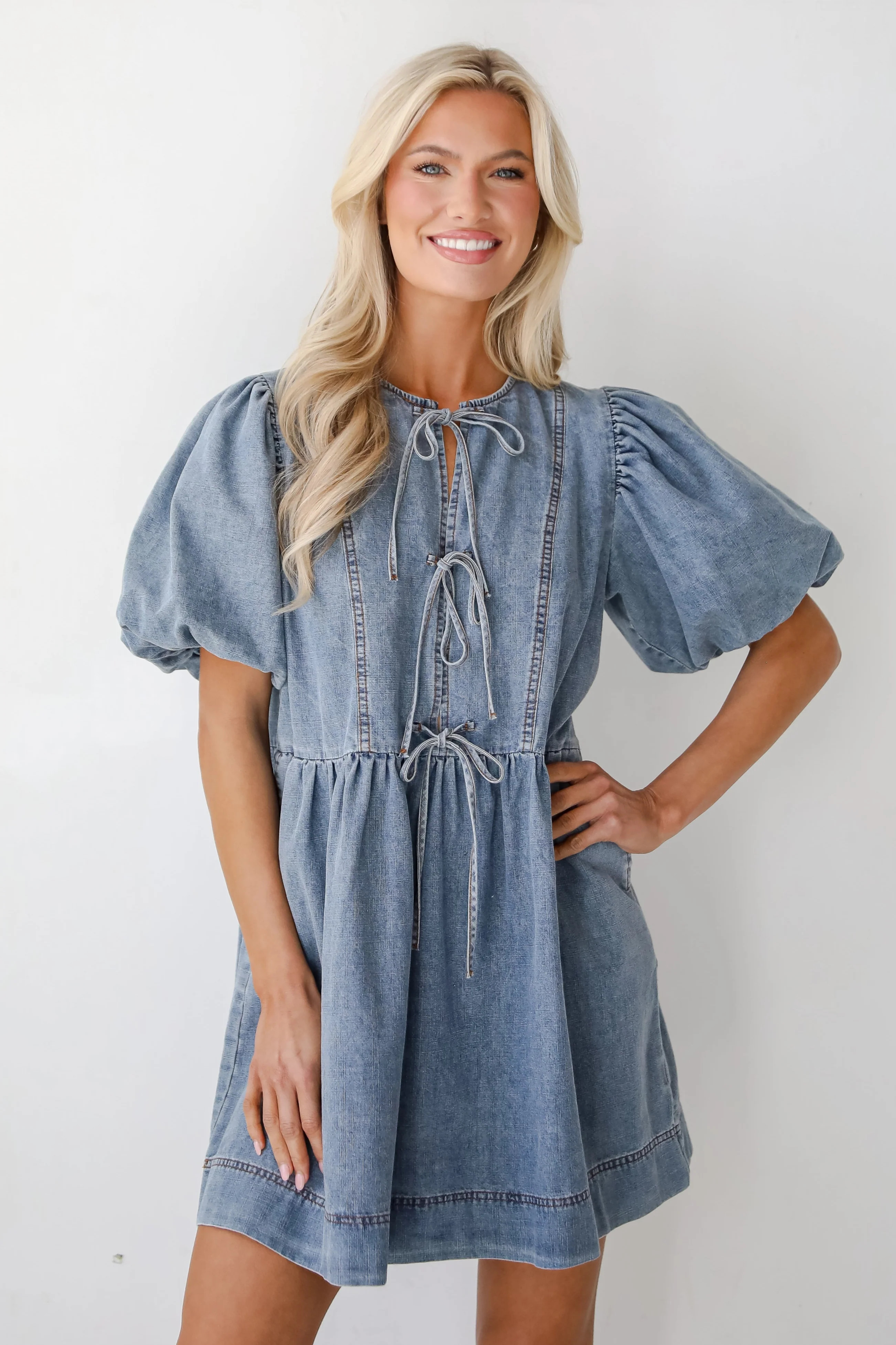 Cute Denim Babydoll Mini Dress | Denim Dresses | ShopDressUp | Dress Up