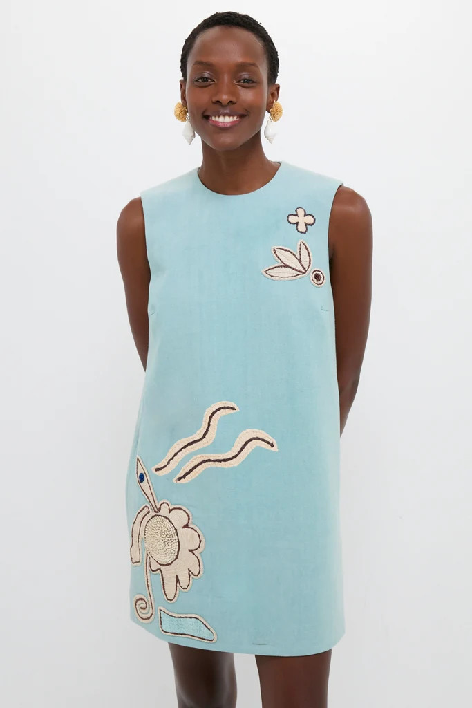 Blue Azara Raffia Mini Dress | Tuckernuck (US)